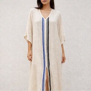 Aish 100% Cotton Kaftan Oversized Swim Cover Up Dress Vacation OS